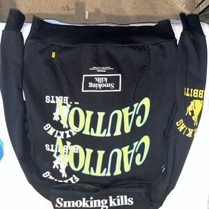 #Fr2 Black hoodie with Caution Graphics